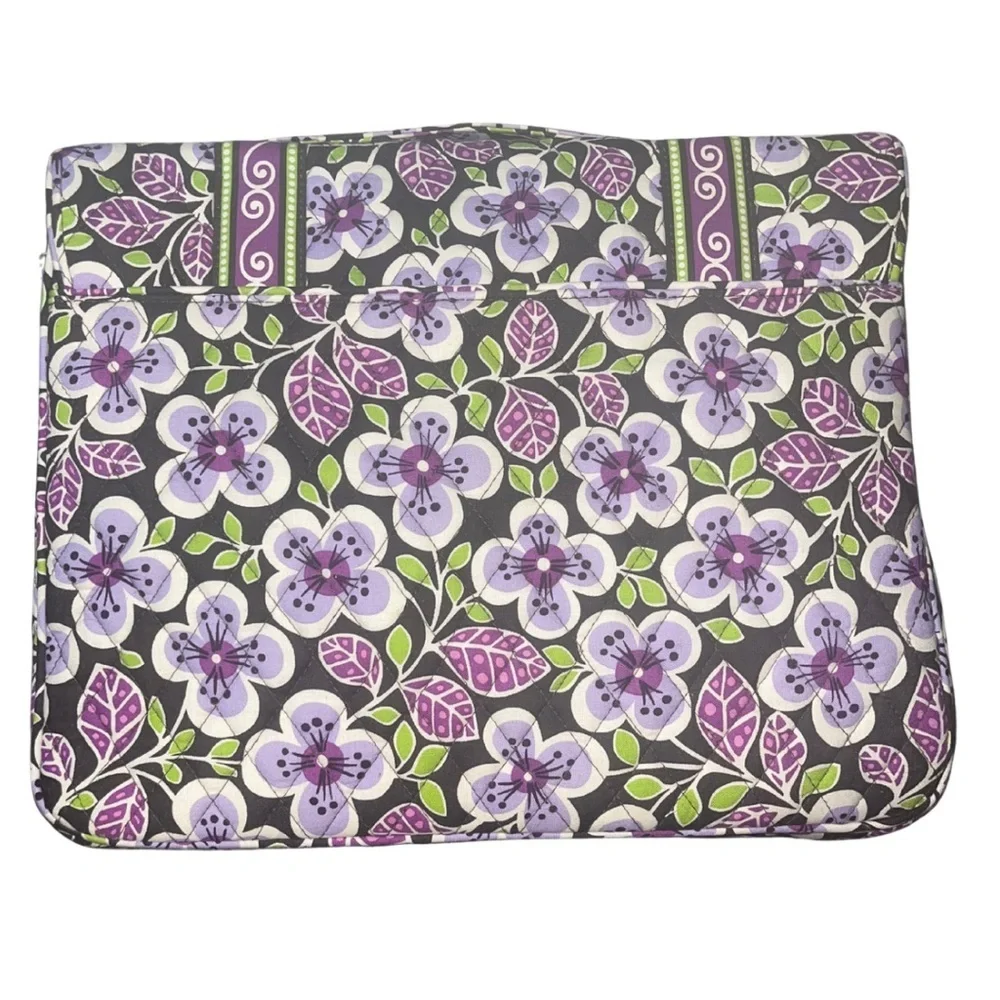 Vera Bradley Attache Laptop Messenger Bag Plum Petals Retired 14x12x4